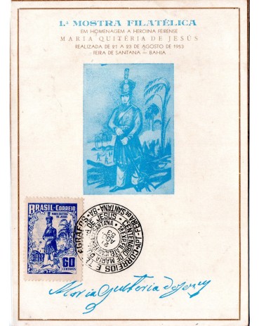 1953 1ª Mostra Filatélica em Homenagem a Maria Quitéria de Jesus em Feira de Santana - Bahia,25.985