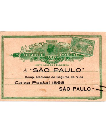 1921 Bilhete Postal BP-81 "Cabeça da Liberdade"  Com um selo 26.027