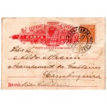 1922 Carta Bilhete CB-91 "Cabeça da Liberdade" 200 Réis 26.033 Com dobra leve no centro