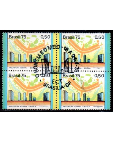 1975 C880/881 Habitações no Brasil  "O Homem e o meio) Se-Tenants  26.266 CBC Brasília - DF sem uso