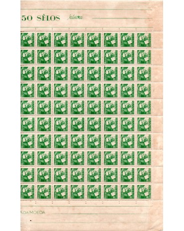 1958 - C428 )H-6) Folha com 150 selos - Campanha Contra o Mal de Hansen - Padre Bento 26.691 - Folha completa com todas as abas, selos novos com goma