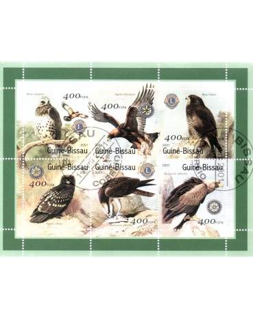 Pássaros Guiné Bissau 2001 Fauna / Rotary Internacional , Carimbado sem uso 26.996