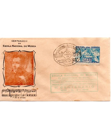 1948 Fdc 1º dia de Emissão Centenário da Escola nacional de Música 27.102 Dificílimo