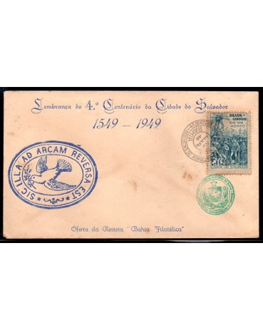 1949 Envelope lembrança do 4º Centenário da Cidade do Salvador - Bahia , Veja os três Carimbos 27.232