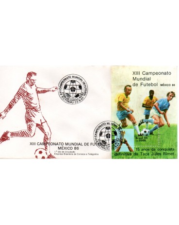 Fdc 366/1985 XIII Campeonato Mundial de Futebol 27.261 mancha no bloco