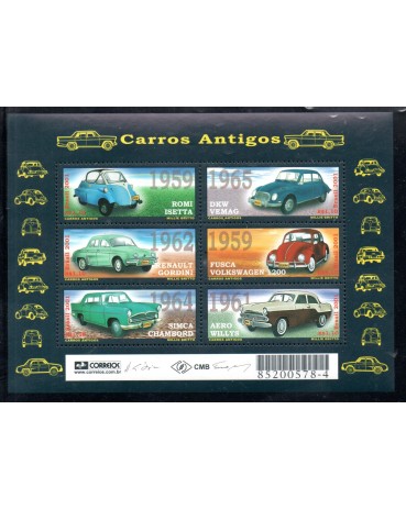 B120 Carros Antigos 27.357 Novo com goma, manchas escuras no verso
