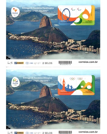 B197/198 Entrega da Bandeira Olímpica e Paralímpica em 3 D 27.387  Mint
