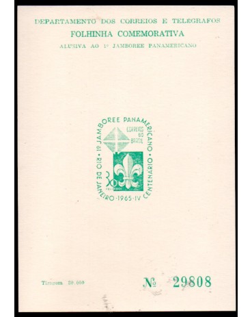 1965 FO. Folhinha Oficial 21 1º Jamboree Panamericano Rio de Janeiro - Escotismo 27.404 leve mancha