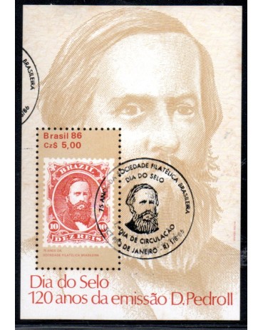 1986 B72 Dia do Selo 120 Anos da Emissão D.Pedro II CBC RJ 27.428