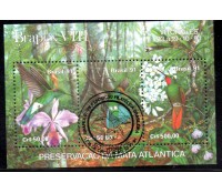 1991 Bloco 88 Brapex VIII Exposição Filatélica Brasileira Preservação da Mata Atlântica CBC Vitória - ES