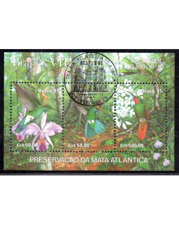 1991 B88 BRAPEX 91  PRESERVAÇÃO DA MATA ATLÂNTICA  1991 -  CBC DIA DA FILATELIA CLÁSSICA  VITÓRIA - ES  27.460