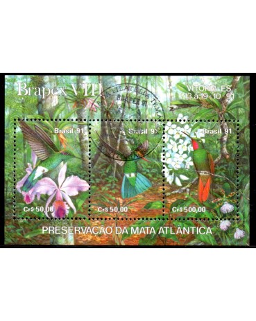 1991 B88 BRAPEX 91  PRESERVAÇÃO DA MATA ATLÂNTICA  1991 -  CBC DIA  DA FILATELIA TEMÁTICA - VITÓRIA - ES  27.4461