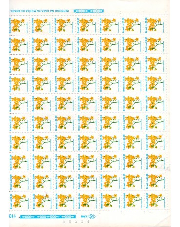 1990 R680 Fedegoso, folha Com 110 selos ,nova com goma,  Cr$20,00 DOBRADA AO MEIO 27.519