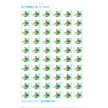 1990 R681 Sombreiro Cr$50,00, folha com 110 selos mint, DOBRADA AO MEIO 27.521