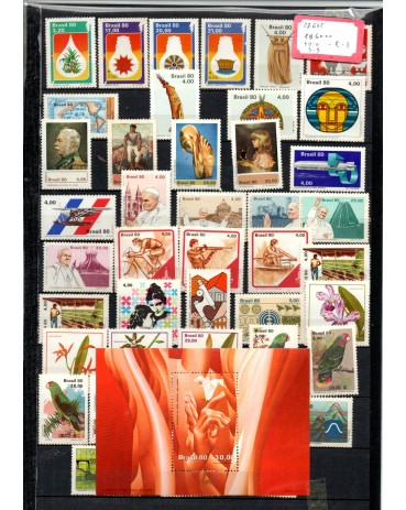 1980 Ano Completo Mint: 49 Comemorativos,3 Blocos e 3 Regulares 27.682