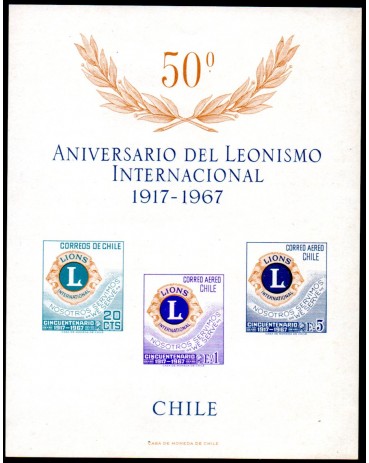 Lions Clube 1967 Chile Cinquentenário do Leonismo Internacional 27.711 Mint