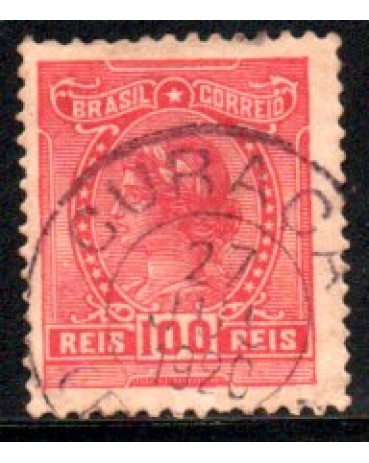 R158 Alegorias Republicanas e Instrução 100 Reis Rosa 28.106 Curaçá - Bahia 27 Jul 1920 