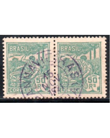 R177 Vovó "Indústria" Verde 50 Rs 28.107 Carimbo de Canavieiras - Bahia 15 Nov.1921