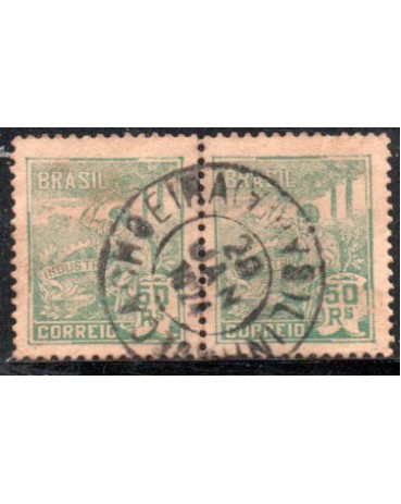 R177 "Indústria" Verde, 50 Rs. 28.109 Carimbo de Cachoeira - Bahia 20 JAN 1924