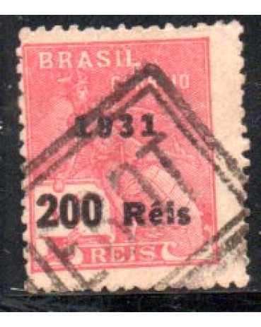 R348 Vovó Sobrecarga Preta 200 Reis 1931 - 28.123 Carimbo Mudo