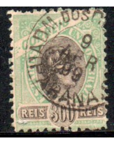 R104 Selos da República 300 reis Verde e Preto 28.125 Paraná 9 ABR 99 Lindo