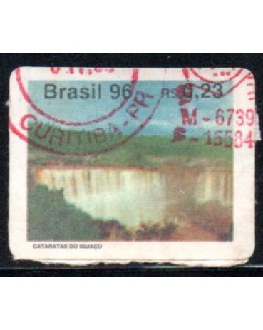 R723 Turismo no Brasil 1996 RS0,23  Cataratas do Iguaçu 28.133 Carimbo Curitiba - PB