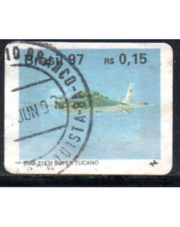 R732 Aviões Brasileiros - Autoadesivo EMB. 312 H Super Tucano 1997 , R$0,15 - 28.134 Vitória da Conquista - BA  JUN 97