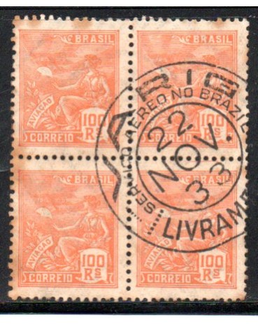 R181 Vovó Aviação Quadra 28.155 Carimbo VARIG - RS LIVAMENTO RARIDADE 22 NOV 33