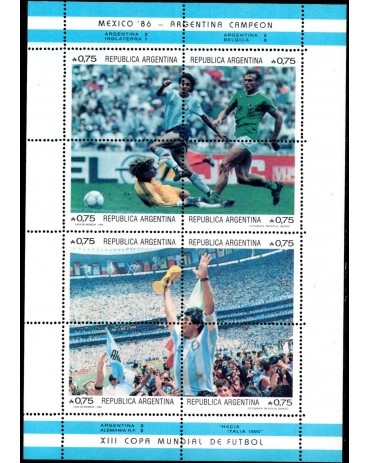 Futebol Argentina 1986 Bloco mint XIII Copa Mundial de Futebol 28.708