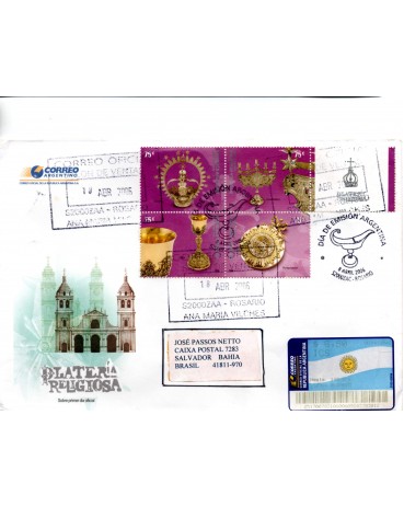 Argentina 2006 Fdc circulado com 4 selos e 1 etiqueta 28.720