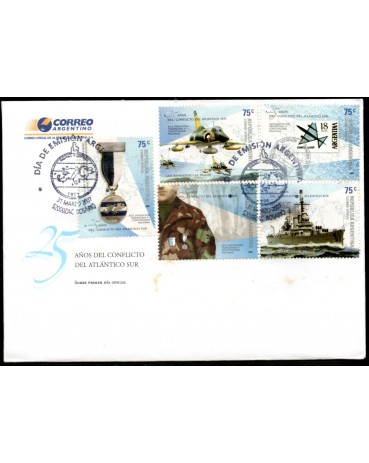 Argentina 2007 Fdc e Edital 25 anos do Coflito do Atlântico Sul, 5 selos 28.755