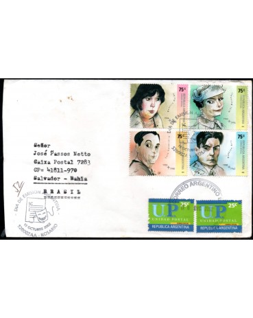 Argentina 2002 Carta Circulada para o Brasil 6 selos 28.759