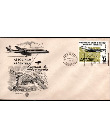 Argentina 1959 Fdc Aerolineas Argentina 28.850