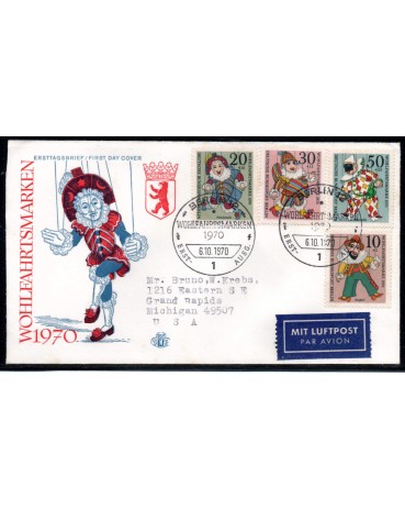 Alemanha Berlin 1970 Fdc Circo -  Circulado Para  EUA 28.913