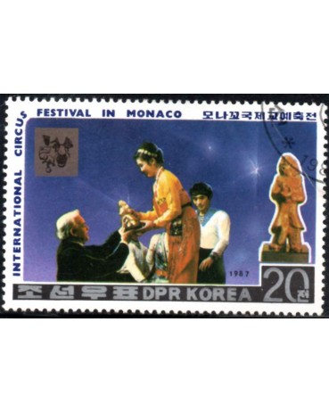 Coreia do Norte 1987 Festival Internacional de Mônaco 20 "Tem uma pequena dobra no cano direito acima" carimbado 28.970