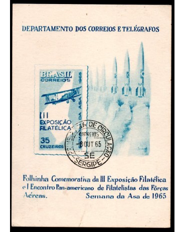 Folhinha Oficial FO-22 3ª Exposição Filatélica Panamericana - Semana da Asa "8.10.65" 29.909