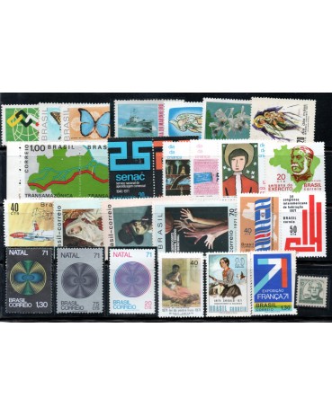 1971 Ano Completo 27 Selos Comemorativos Mint e 01 Hanseniase  29.911 NÃO HOUVE EMISSÃO DE BLOCOS