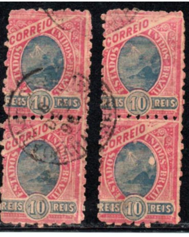 81 10 réis quadra separados rosa e azul carimbados 30.145