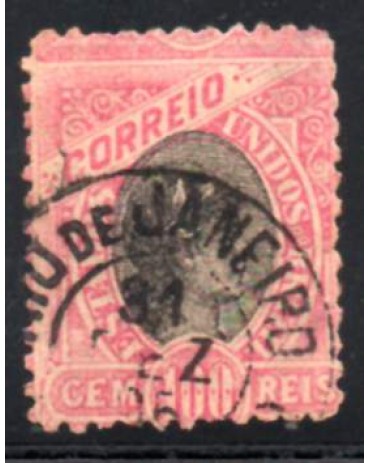 R84 100 réis vermelho e preto carimbo do Rio de Janeiro 30.149