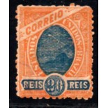 R82 20 réis Laranja avermelhado, carimbado 30.150