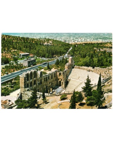 Postal Grego "Teatro de Herodes Áticos" com 4 selos no verso, circulado para a França 30.353