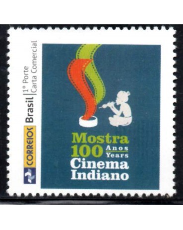 PB005 Selo Personalizado Mostra 100 Anos do Cinema Indiano, Logmarca antiga - 2014 - 30.382