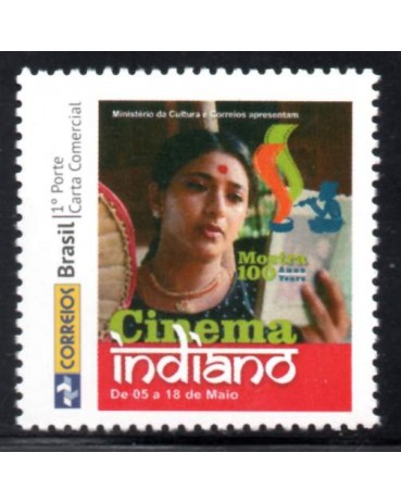PB006 Selo Personalizado Mostra 100 anos do Cinema Indiano Bailarina Logomarca antiga  2014 - 30.383