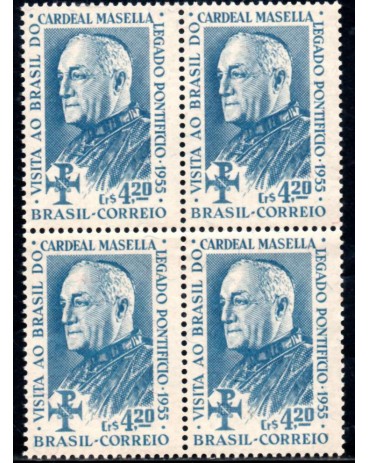 1955 C367 36º Congresso Eucarístico Internacional, RJ (17/24-7-1955) I visita do Cardeal Bento ASloisi Massela - mint 30.389