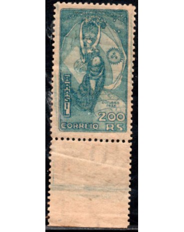 1933 Visita do Presidente Justo da Argentina 200 réis, Aba com filigrana e goma - mint  31.049