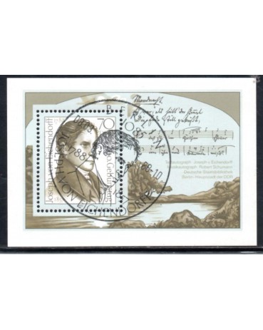 1988 Bloco 92 Bicentenário do Nascimento de Joseph Von Eichendorff 31.217 Carimbado, o carimbo poderá ser outro