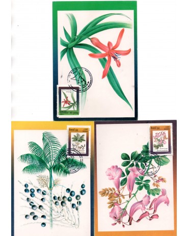 1994  Máx. Postal 182/184 Preservação a fauna, Caroba,Açai-do-Pará e Barbacenia - série 31.356