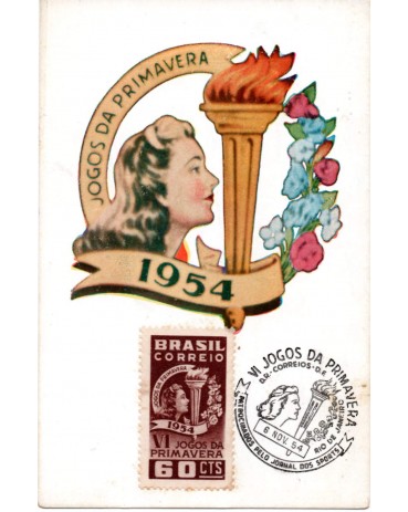 1954 Máx. Postal VI Jogos da Primavera Rio de Janeiro 31.380