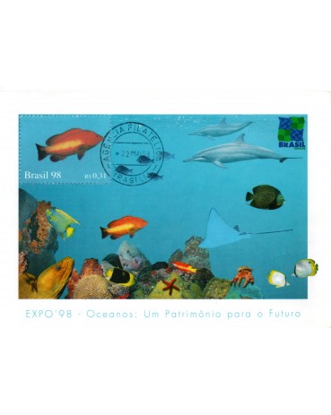 1998 Máx Postais 1998  Ano dos Oceanos - Peixe Dourado 31.399 Carimbo de Brasilia