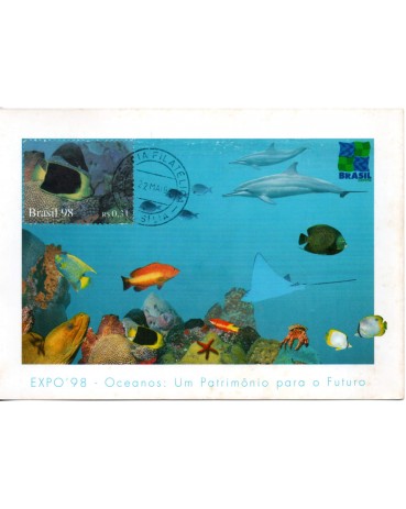 1998 Máx Postais Ano dos Oceanos - Peixe 31.401 Carimbo de Brasilia